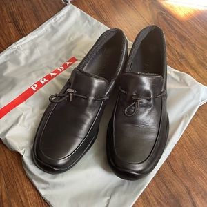 Black Leather Prada Sport Toggle Loafers